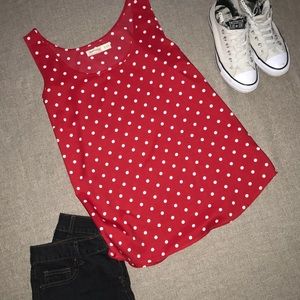 Red and white Polkadot Tank top Size XL/16-18